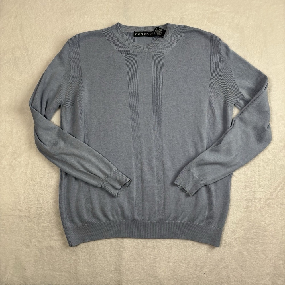 VTG Tundra Blue Silk Blend‎ Long Sleeve Pullover Sweater Men's Large